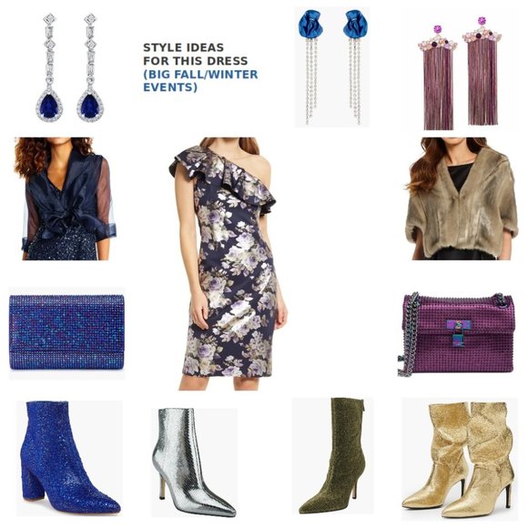 Eliza J Dress, Floral One-shoulder Navy-Blue, Size 12, NEW with TAG - Picture 12 of 12